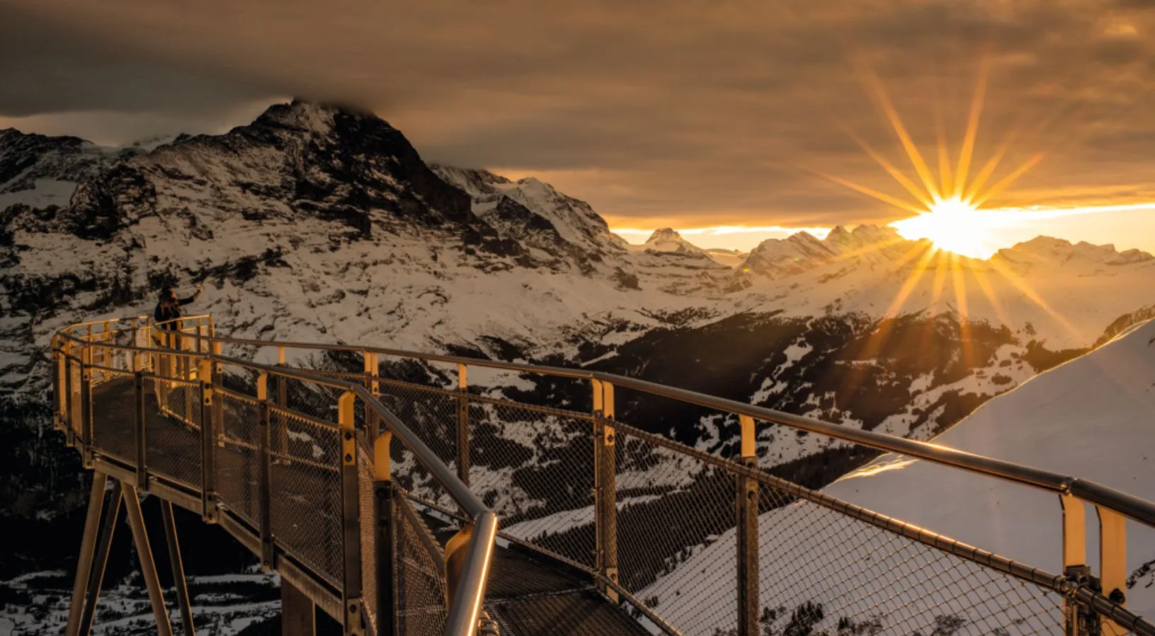 One of the most beautiful sunsets at one of the most beautiful mountains of Switzerland, at Grindelwald First.